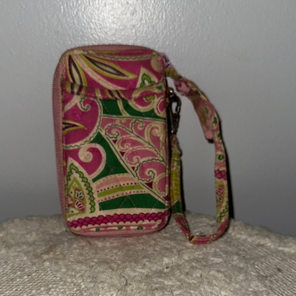 Vera Bradley Pink and Green Floral Clutch Wristlet